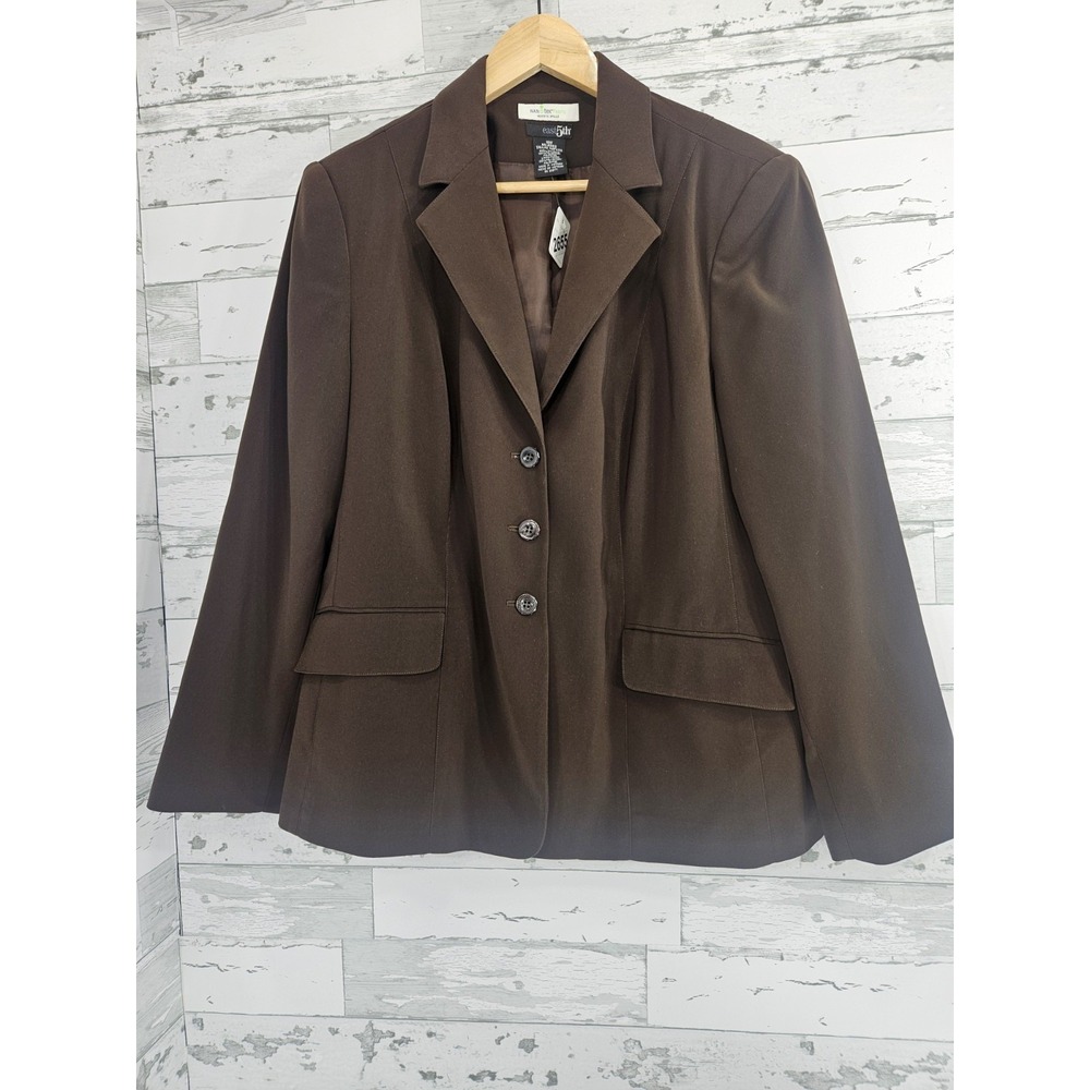 East 5th Brown Nano-Tex Spill Resistant 3 Button Blazer Jacket Womens 18W
